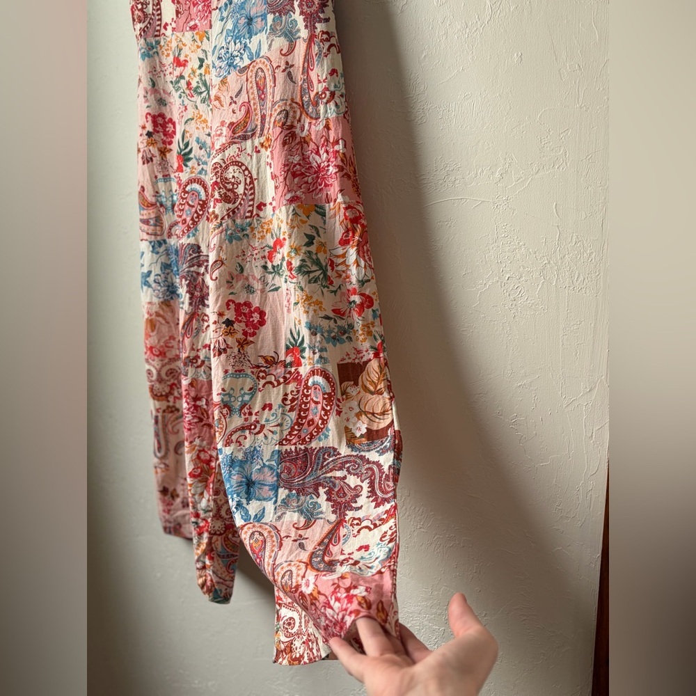 Sigrid Olsen Linen Blend Patchwork Cropped Wide Leg Pants Sz 2 - Picture 7 of 10